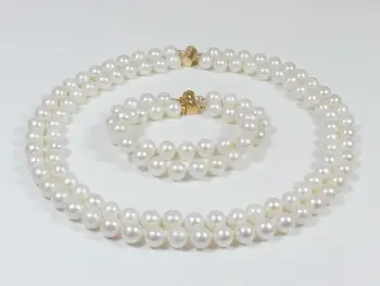 

set AA 9-10mm white pink yellow Natural Fresh water pearl necklace