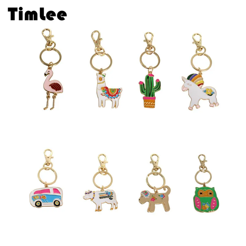 Брелок для ключей Timlee X078 с животными альпака собака фламинго сова скот единорог