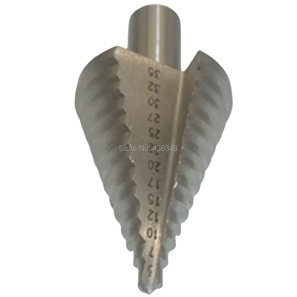 

Step Drill Bit High Speed Steel Bits 5-35mm(13 steps: 5,7,10,12,15,17,20,22,25,27,30,32,35mm) Cone Drill Bit Shank Diameter 13mm
