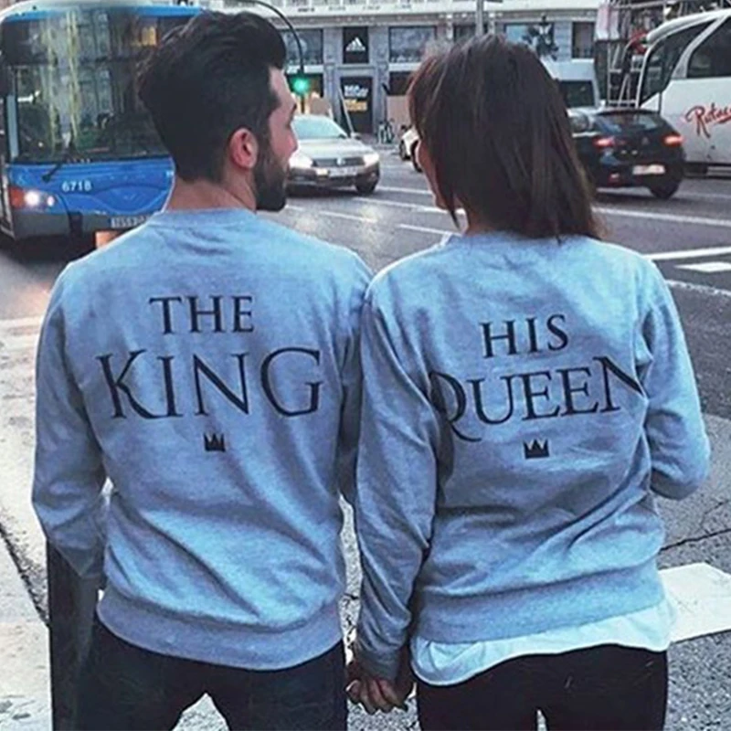 Король и Queen принтом толстовки с капюшоном надписью соответствующие пары King