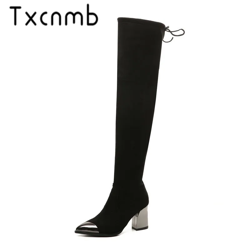 

TXCNMB Top Quality New Sexy Over The Knee High Snow Boots Women Fashion Autumn Winter Thigh High Boots Shoes Woman