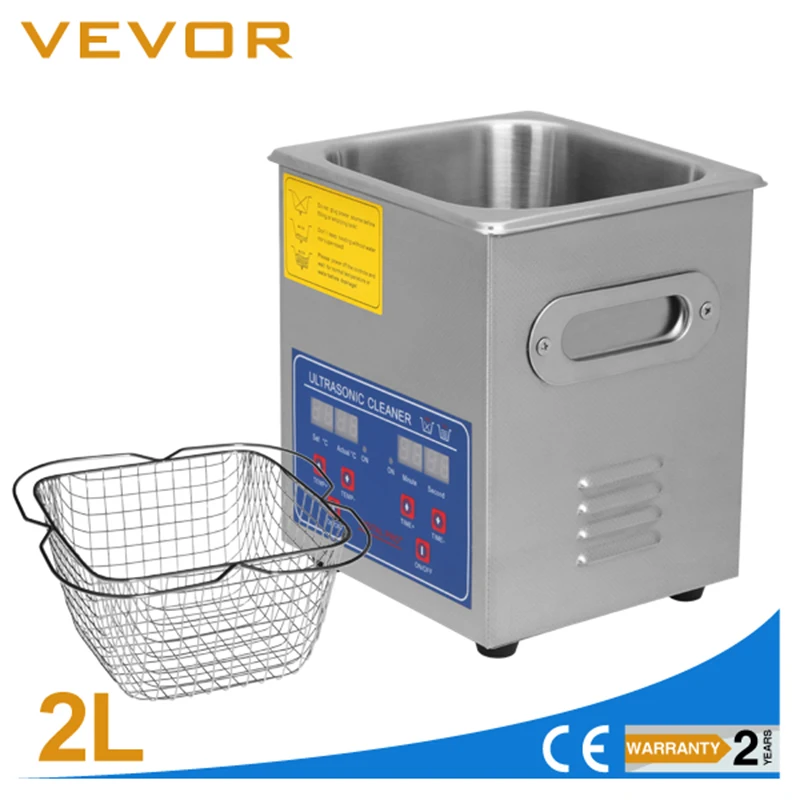 Ультразвуковой очиститель Vevor из нержавеющей стали 2L с таймером кронштейн для