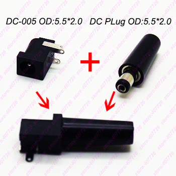 

10PCS High Quality DIY DC Power Jack Female Connector + hard shell Male Socket Connector plug 5.5*pin2.1mm Round needle DC-005