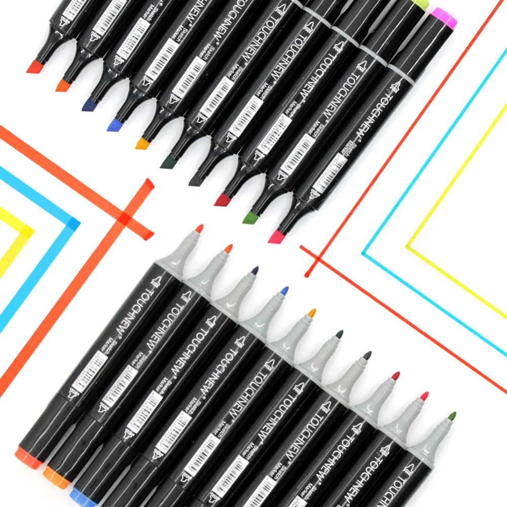 TOUCHNEW Permanent Markers Alcohol Ink Markers Brush Dual Tips Professional Drawing Marker Set Art Design 30/40/60/80/168 Colors