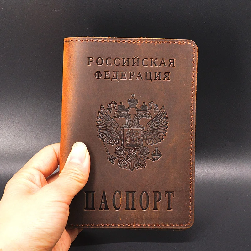 Russian Passport Cover Black for men Case Passport Travel Vintage Passport Holder Luxury