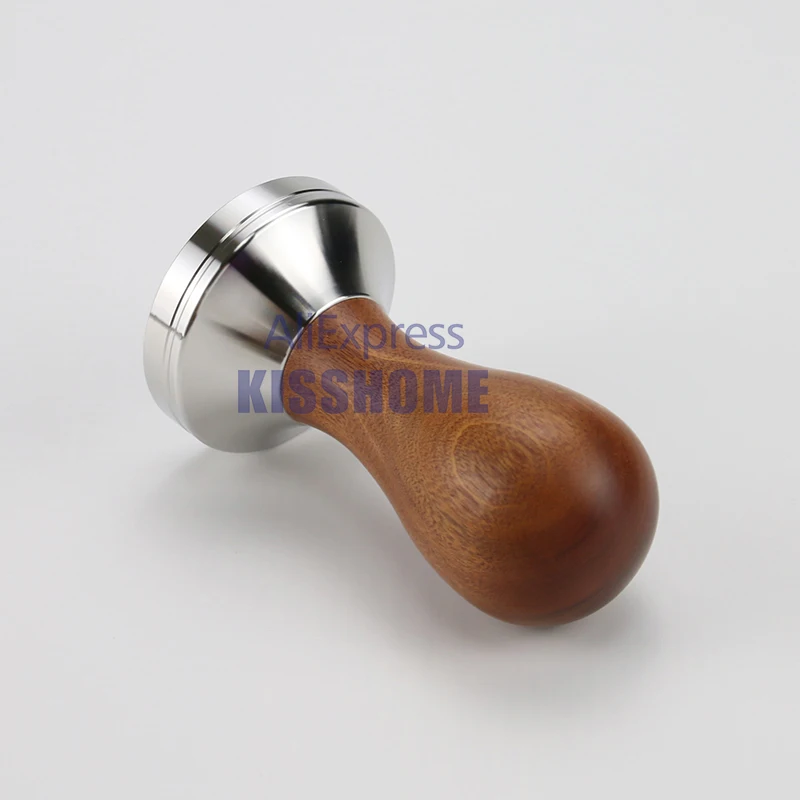 Preise 41 49 51 53 57 57,5 8 58,35mm Holz Griff Kaffee Tamper pulver Hammer Edelstahl Basis Barista Espresso Tampers