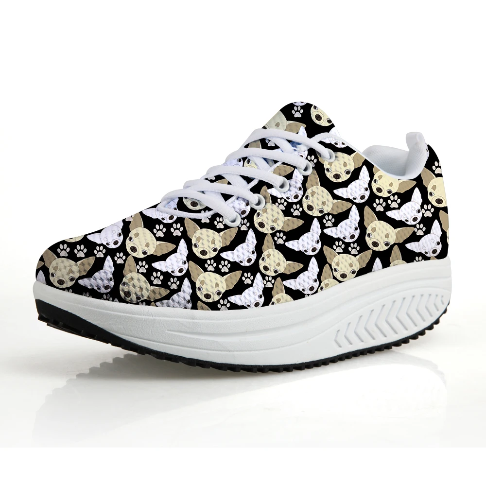 

NOIDYDESIGNS Cute Chihuahua Dog Puzzle Prints Platform Shoes Women Fashion Women Casual Height Increasing Swing Shoes Shape Ups