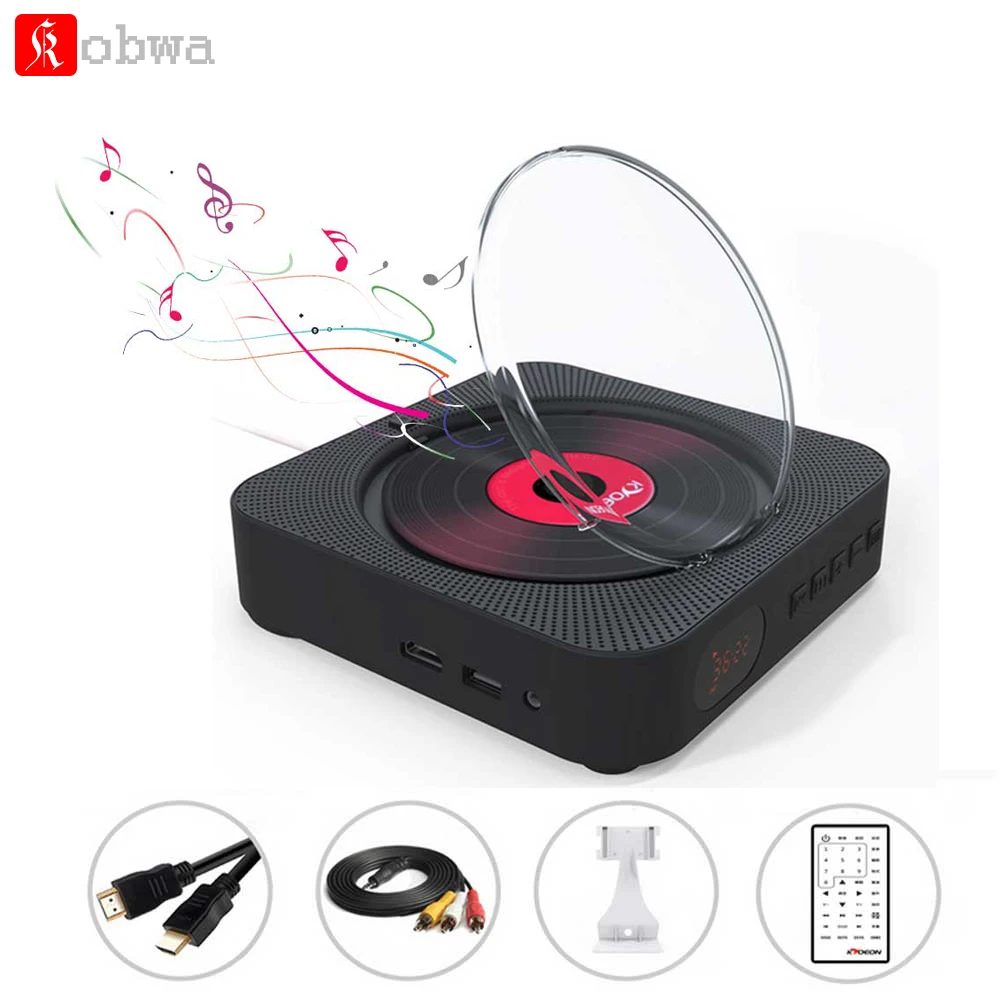 

Portable AV Port DVD Player Wall Mounted Bluetooth HiFi CD Music Player with Remote Control FM Radio Boom box Desk Stand
