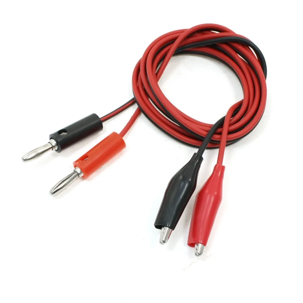 

UXCELL Hot Selling 1M/3.3Ft 3.5mm Connector Alligator Clip Wire Test Lead to Dual Banana Connector Line Cable Black Red