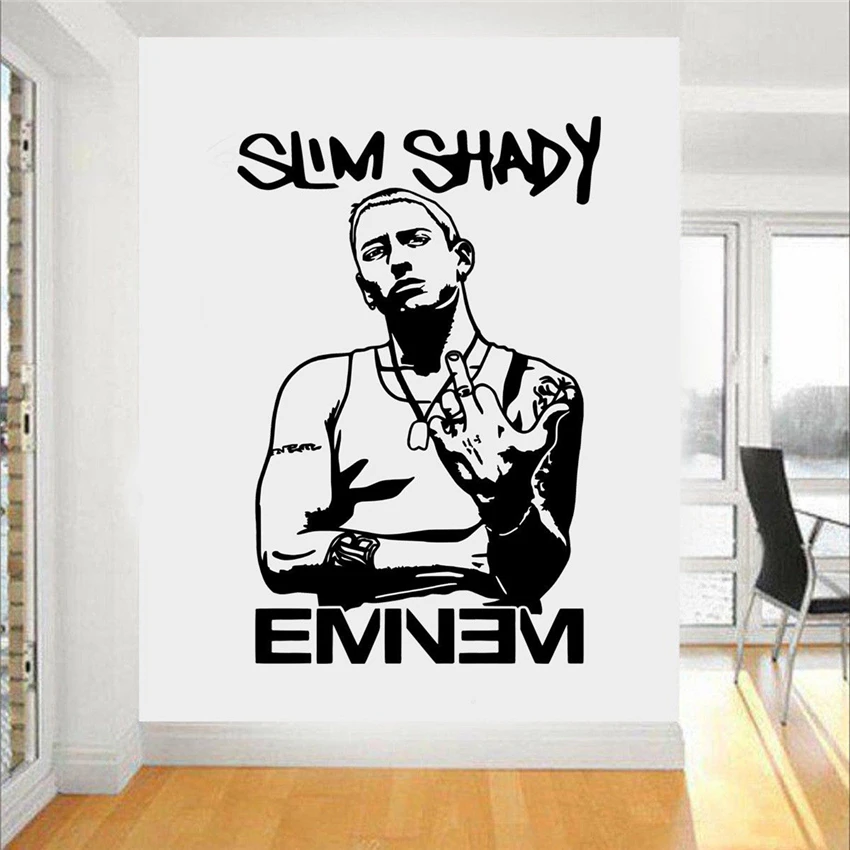 

Eminem Rapper Vinyl Wall Sticker Art Decor Boys Room Living Room Removable Vinyl Wall Decals D670