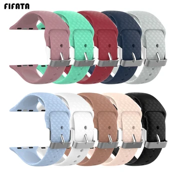 

FIFATA Soft Silicone Sport Band for Apple Watch 38MM 42MM 40mm 44mm Rubber Watchband Strap for iWatch Series 4 3 2 1 Wristband