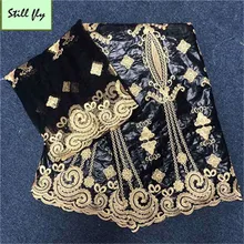 Черный парча в Гвинейском стиле высокого качества getzner nouveau хлопок французский кружевной тюль кружева 5+ 2 ярдов/партия YB