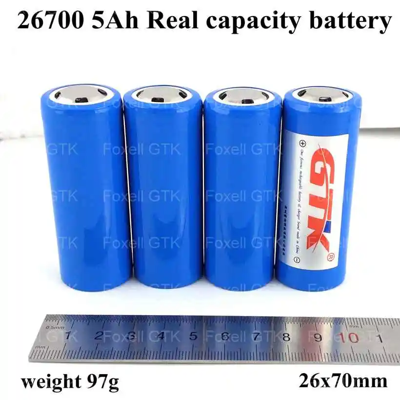 Real capacity 26650 3.7v 5000mAh bateria 26650 original li-ion 26700 with 26650 protected PCB circuit for flashlight led lamps (3)