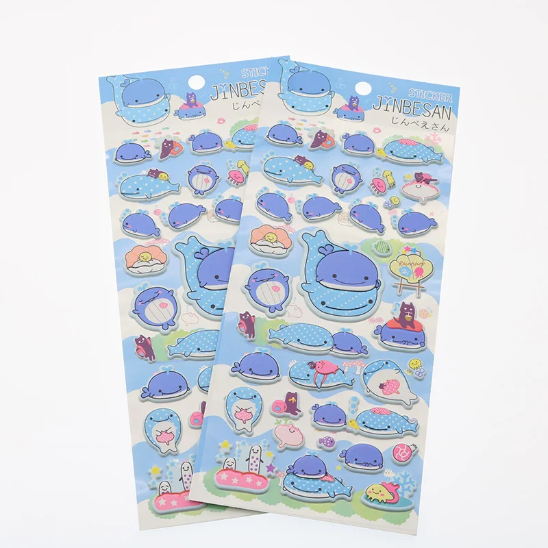 2/лот Океанский КИТ модные бренды игрушки для детей Мультяшные 3D Детские наклейки для мальчиков и девочек ПВХ Пузырьковые наклейки канцелярские товары