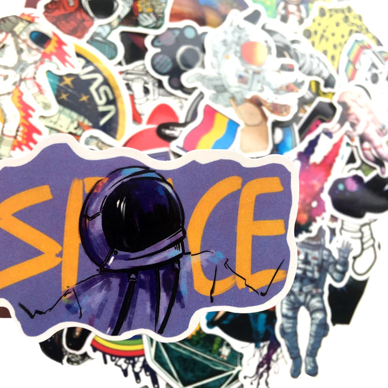 50 قطعة/الوحدة الفضاء الخارجي ملصقات لعب للأطفال الغريبة UFO رائد الفضاء سفينة الصواريخ الكوكب ملصق لديي سكرابوكينغ لوح التزلج