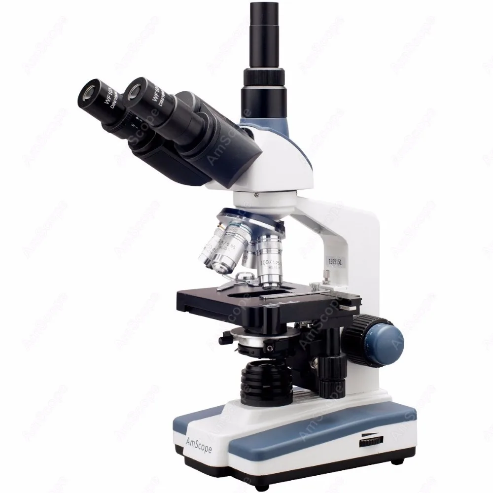 

Lab Compound Microscope--AmScope Supplies 40X-2500X LED Lab Trinocular Compound Microscope w 3D 2-Layer Mechanical Stage