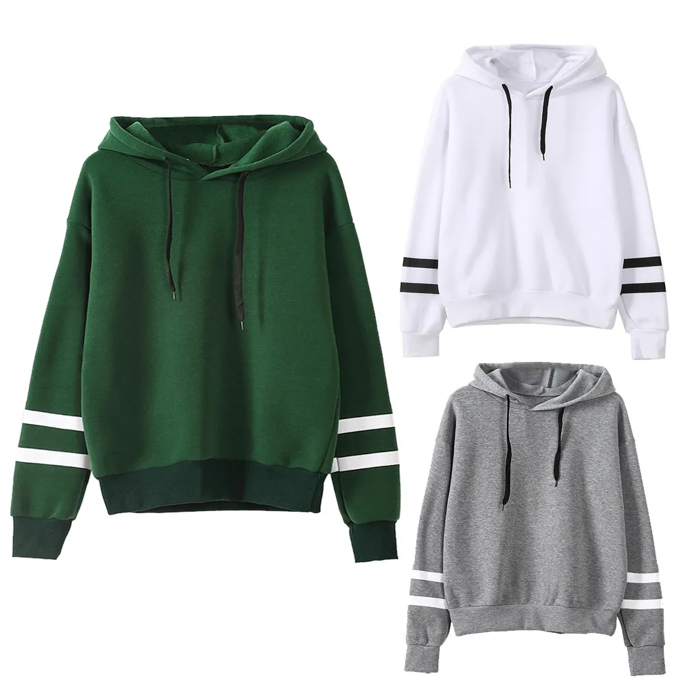 women's striped sleeve hoodie