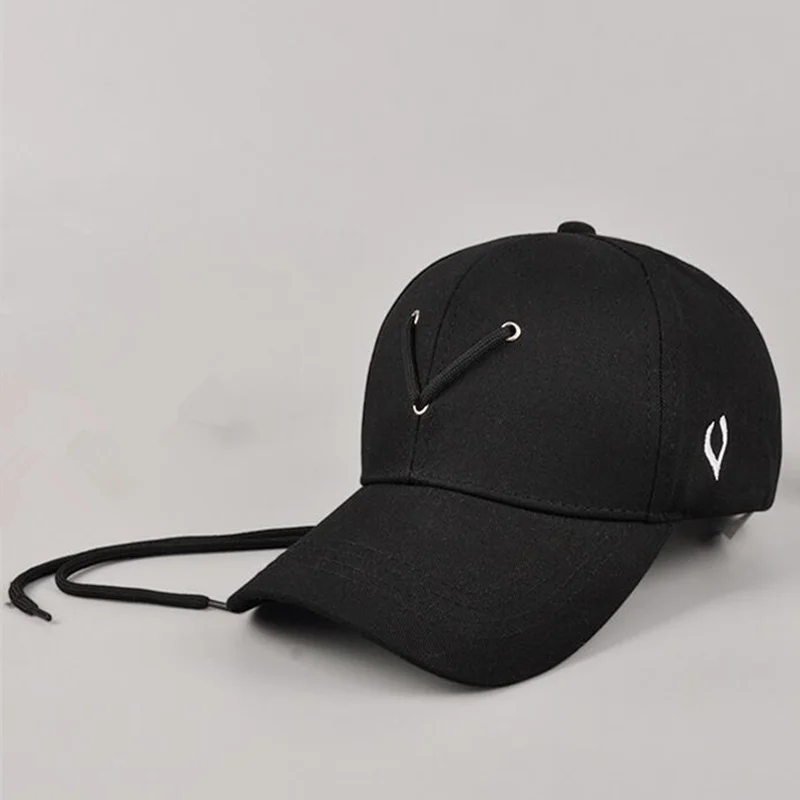 Корейская Новая мода V длинный ремень Весна и лето изогнутая Мужская бейсболка и женская дикая Повседневная Кепка черный белый