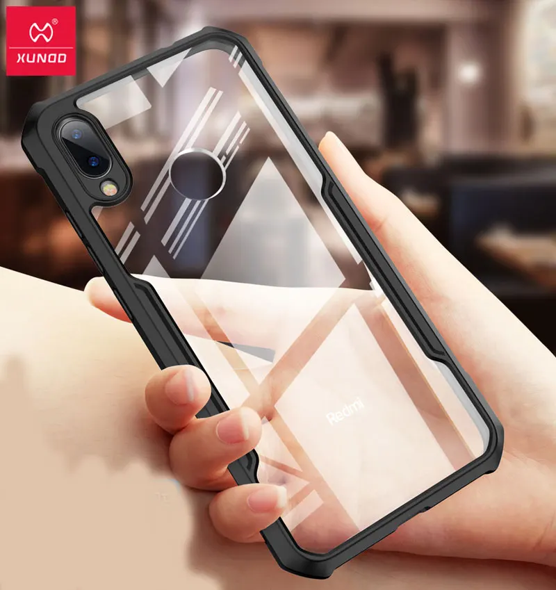 

XUNDD Shockproof Case For Xiaomi Redmi Note 7 Airbag Cover Transparent PC Back Cover for Redmi Note 7 Pro funda TPU Bumper