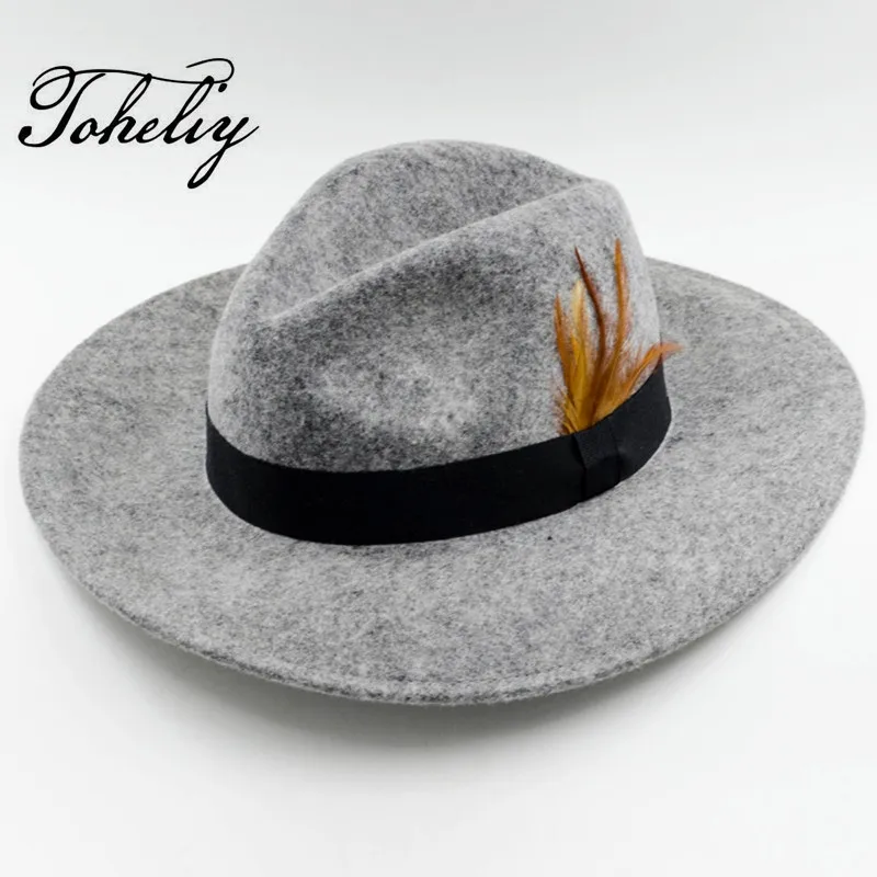

New Autumn Brand New Wool Boater Top Hat For Women's Felt Wide Brim Fedora Hat Laday Prok Pie Chapeu de Feltro Bowler Gambler