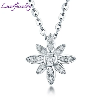 شراءLOVERJEWELRY زهرة قلادة الماس قلادة ريال 18Kt الأبيض حلية ذهبية غرامة مجوهرات للنساء عيد الميلاد أفضل هدية