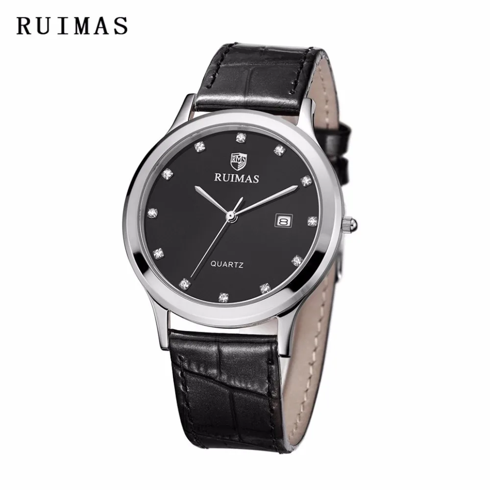 

2018RUIMAS Top Luxury Brand Unique Quartz Man Watch Leather Band Popular Watch Waterproof Business Montre Homme Cool Clock Gift