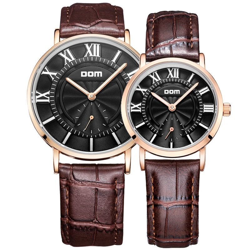 

DOM lovers couple watches luxury brand waterproof style quartz leather watch M-3211+G-3211