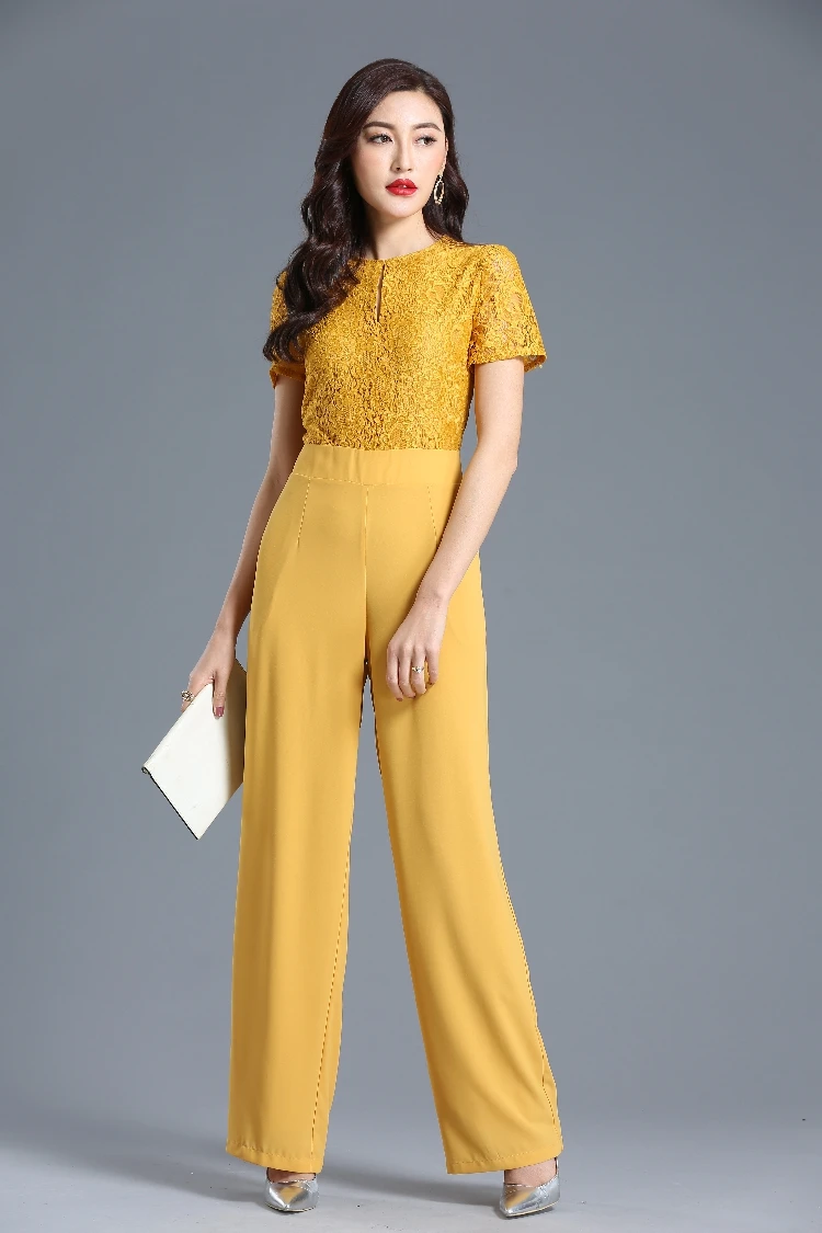 Lace Jumpsuit for Women 2019 Summer Party Overalls Short Sleeve Chiffon Bohemian Elegant Wide Leg Suit Plus Size 3XL 4XL Lace Jumpsuit for Women 2019 Summer Party Overalls Short Sleeve Chiffon Bohemian Elegant Wide Leg Suit Plus Size 3XL 4XL