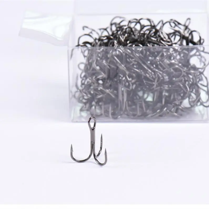 

100pcs Replaceable Fish Hooks High Carbon Steel Treble Hooks Fishing Tackle 8# 12# Optional