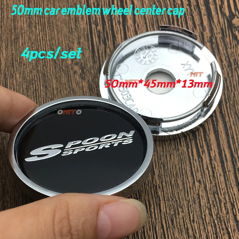 

Chrome Good Quality 4PCS/SET SPOON Sports logo 5CM Wheel Center Caps Covers Wheel Hub Cap 50MM Rim Covers Badge Car Accessorie