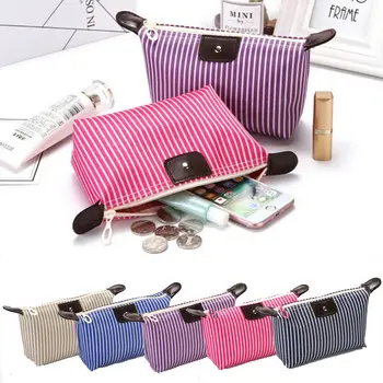 

2019 Newest Hot Cute Makeup Wash Storage Pencil Travel Pouch Cosmetic Bag Case Organizer Handbag Striped Cosmetic Storage Bag