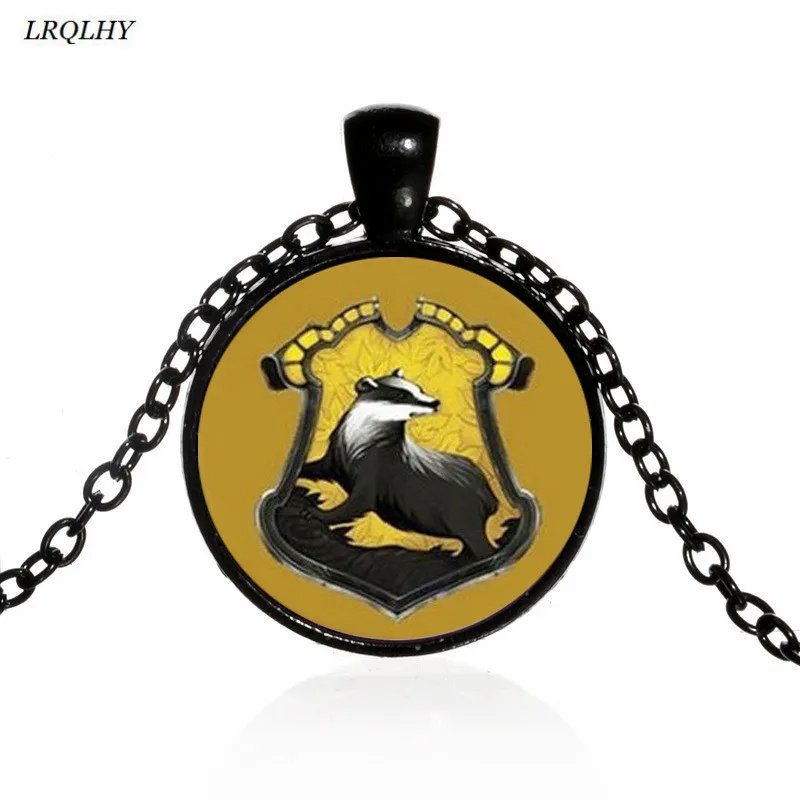 Гарри модное ожерелье Hufflepuff школьный герб стакан драгоценных камней кулон ожерелье благородные Простые Ювелирные изделия милые праздничные подарки