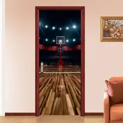 Креативный декор двери наклейки свет для баскетбольной площадки для гостиной спальни Водонепроницаемый 3D виниловая Фреска ремонт смешные