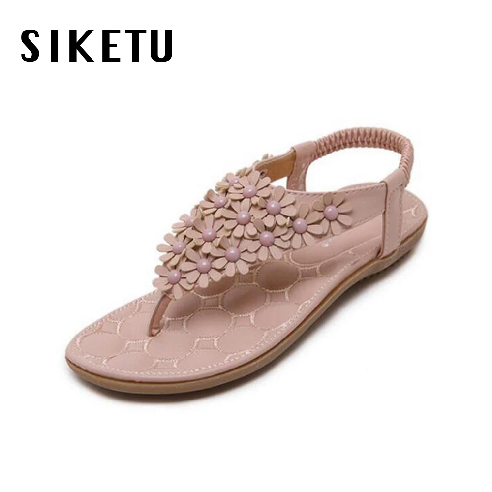 

Summer 2017 women's beach sandals flower large big size 40 41 platform lady PU leather shoes comfortable soft footwear