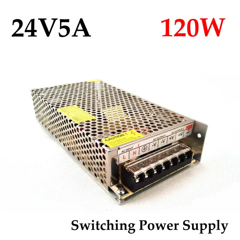 

FreeShipping 24VDC 5A 120W Switching Power Supply Driver for Monitor camera/LED Strip AC 100~240V Input to DC 24V