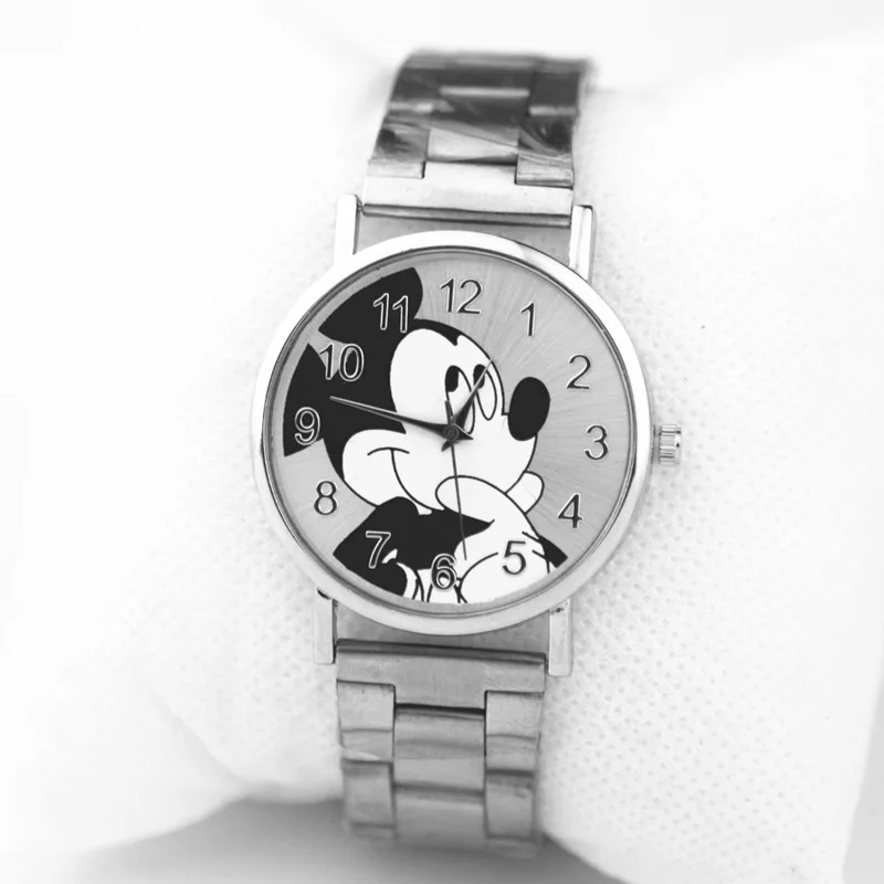 New Mickey Mouse Brand Women Watch Men Fashion Stainless Steel Mesh Watches Casual Quartz Girl Gift Reloj Mujer Unisex huismerk kopen in de aanbieding