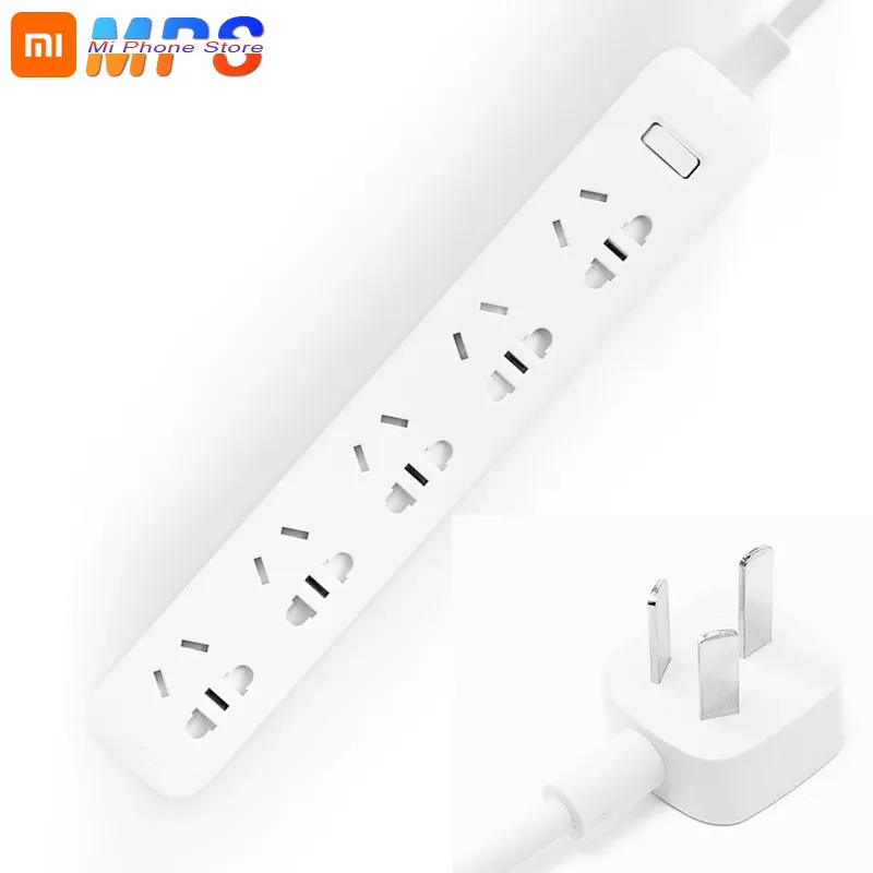 

Original Xiaomi Mi Power Socket Strip 5 Ports Plug Outlet Extension Cable Line Electrical Power Adapter Independent Safety Door