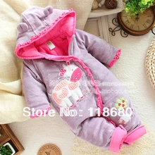 Free shipping Retail new autumn Winter cotton romper kids overall baby girl cartoon rompers baby clothes Newborn creepers