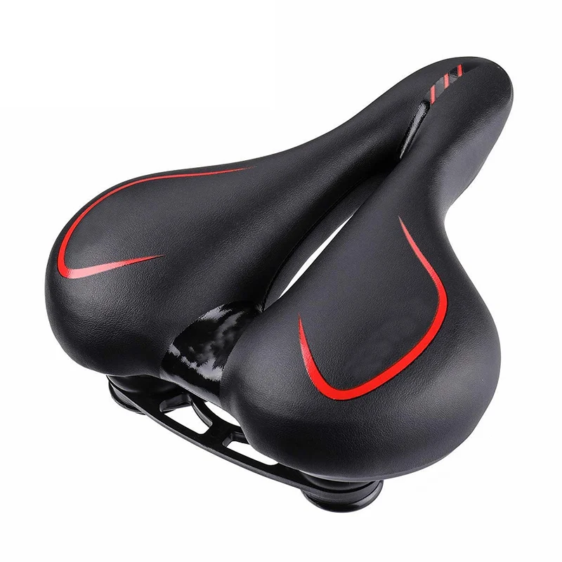 

Wide Bicycle Saddle with Tail Light Hollow Breathable PU Bike Seat MTB Mountain Silicone Cushion Cover Mat Gel Cycling Saddles