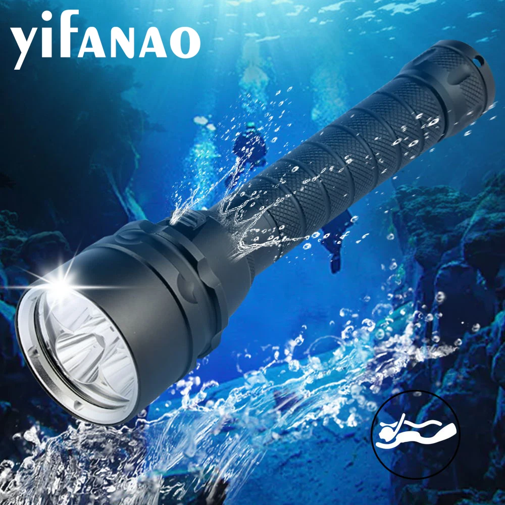

28000LM Diving For Flashlight Torch 5xT6 Scuba Dive torch 200M Underwater Waterproof Tactical led Flashlights Lantern lamp