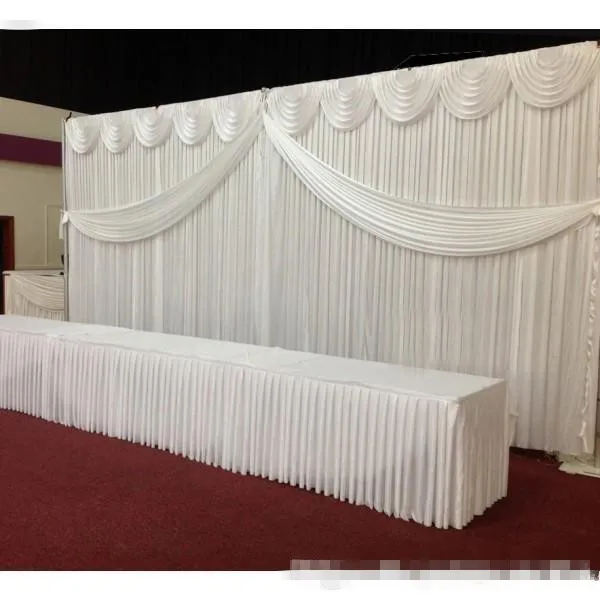 

Wedding Backdrop Curtain 3X6M Ice Silk Stage Background Curtain with Swag Free Shipping