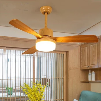 

Nordic Loft Wood Led Ceiling Fan Light Modern Dining Room Study Fan Light Fixtures With Romote Control Free Shipping