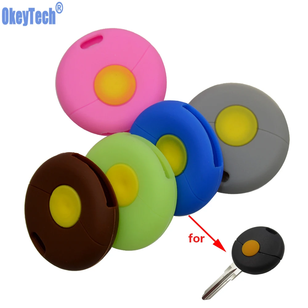 

OkeyTech 10PCS/LOT SILICONE RUBBER KEY FOB COVER CASE CAP SKIN SET SHELL PROTECT FOR BENZ SMART FORTWO 1 BUTTON REMOTE REPAIR