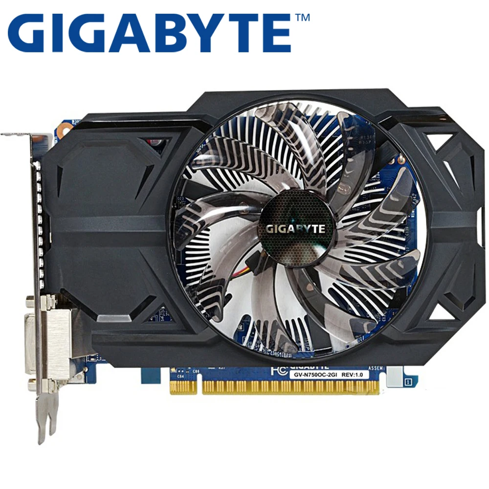 display card for pc GIGABYTE GTX 750 2GB D5 Video Card GTX750 2GD5 128Bit GDDR5 Graphics Cards for nVIDIA Geforce GTX750 Hdmi Dvi Used VGA Cards video card for gaming pc