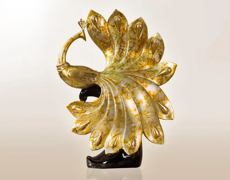 

Modern Phoenix abstract sculpture Peacock resin statue imitation bronze animal figurines home decoration accessories crafts