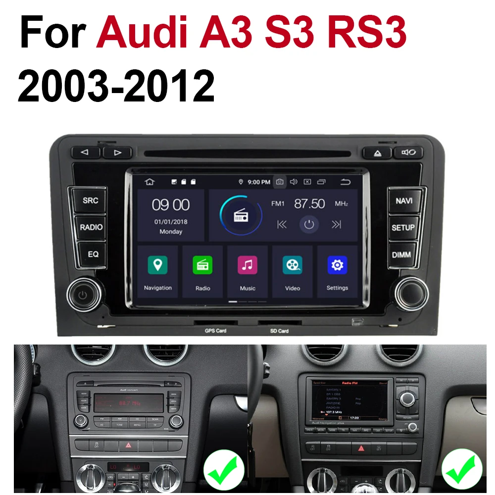Cheap 2 Din Car Multimedia Player Android 9 Auto Radio For Audi A3 S3 RS3 8P 2003~2012 MMI DVD GPS 8 Cores 4GB 32GB Bluetooth WIFI MAP 5