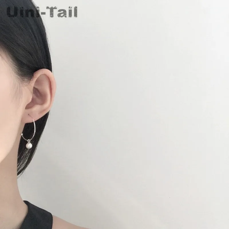 Серьги с жемчугом Uini Tail простые серьги большим кольцом подчеркивающие