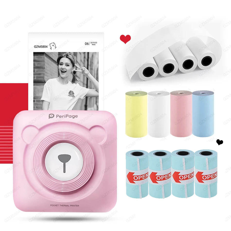 

GZM5804 A6 PeriPage Mini Portable Bluetooth Wireless Paper Photo Printer Pocket Thermal Printing USB Connection Impresoras Fotos