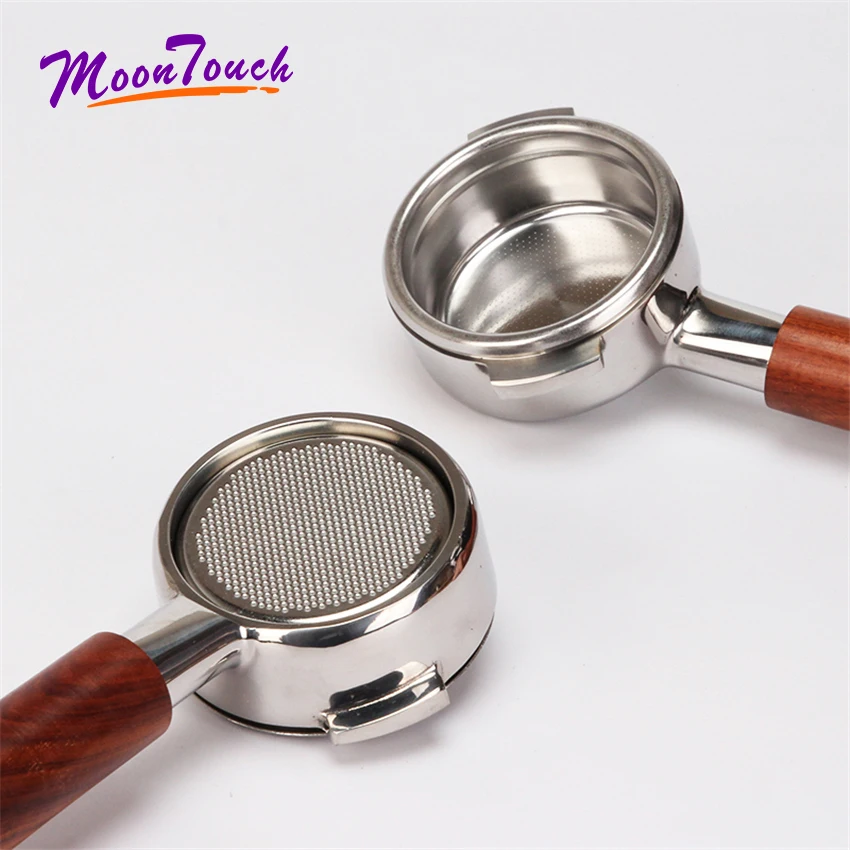 

Stainless Steel Coffee Machine Bottomless Filter Holder Portafilter Acid Branch Wooden Handle For Nuova Professional Accessory