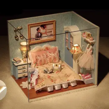 

3D DIY Doll House Wooden Baby Doll Houses Miniature Dollhouse Furniture Kit Dollhouse Miniatures Accessories Baby Birthday Gift